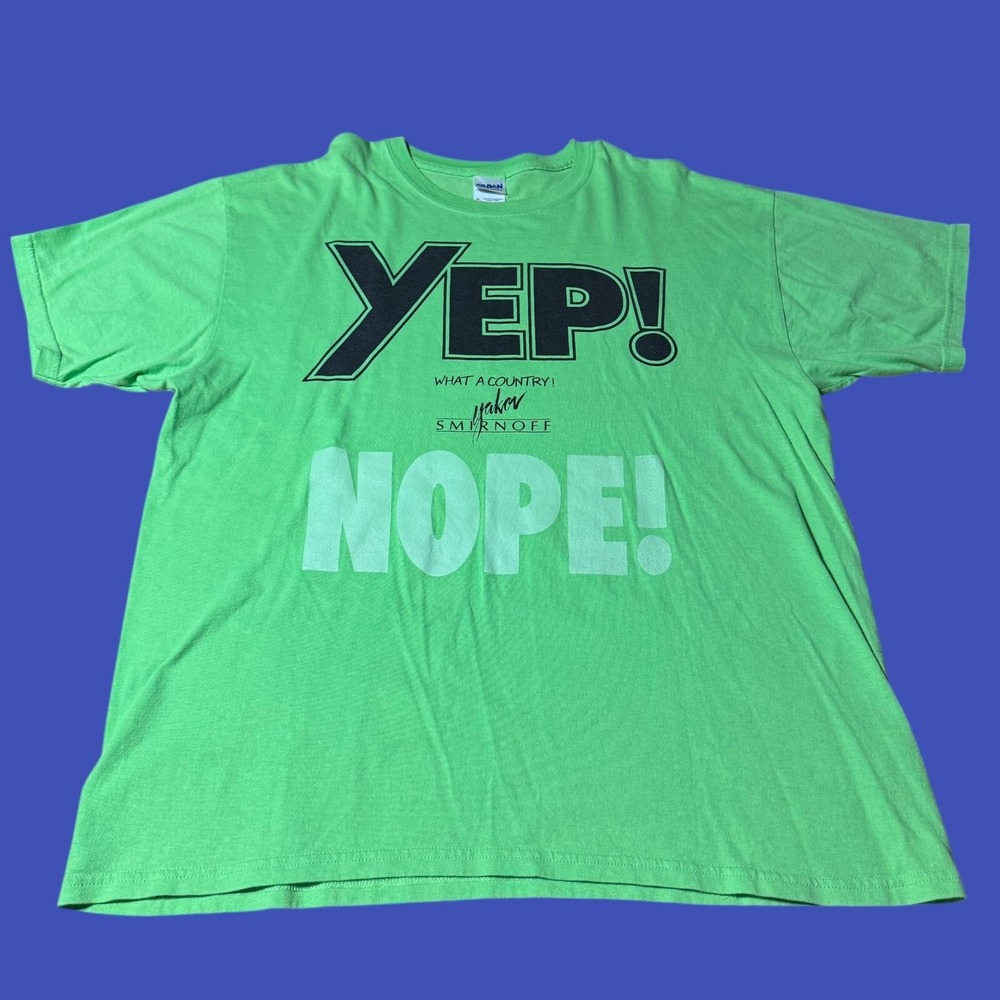 Yakov Smirnoff What A Country Yep Nope Tee Mens XL Green Comedy Vintage